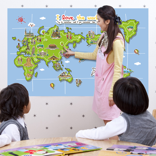 그래픽스티커[gm]ip267-어린이세계지도(대형) 몰딩닷컴